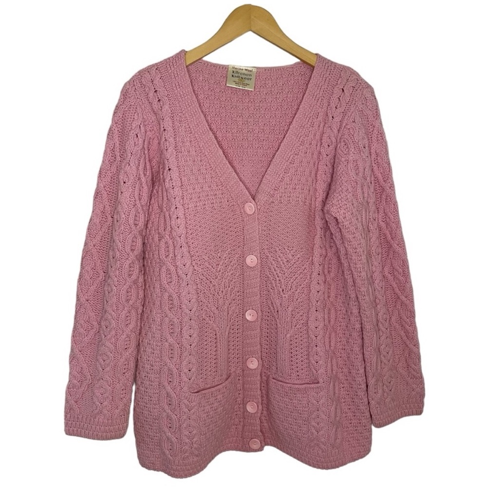 Traditional Irish Aran Fisherman Cable V Cardigan